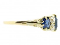 Edwardian 18ct Gold & Platinum Three Stone Sapphire & Diamond Ring