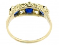 Edwardian 18ct Gold & Platinum Three Stone Sapphire & Diamond Ring