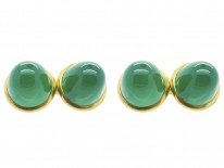 18ct Gold & Chrysoprase Cufflinks & Studs Set in Original Case