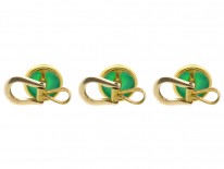 18ct Gold & Chrysoprase Cufflinks & Studs Set in Original Case