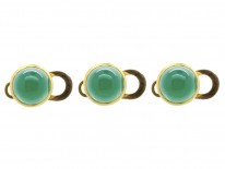 18ct Gold & Chrysoprase Cufflinks & Studs Set in Original Case