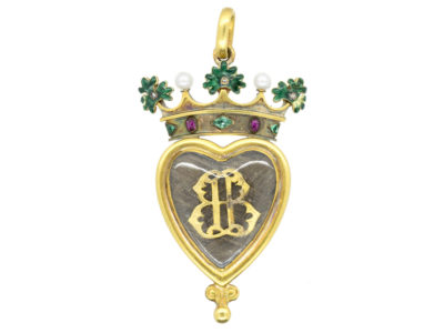 Victorian 18ct Gold Coronet Pendant in Original Case