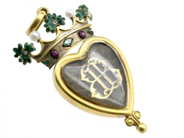 Victorian 18ct Gold Coronet Pendant in Original Case