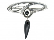 Art Nouveau Silver & Black Brooch