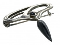 Art Nouveau Silver & Black Brooch