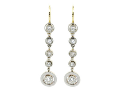 Art Deco Five Diamond Drop Earrings