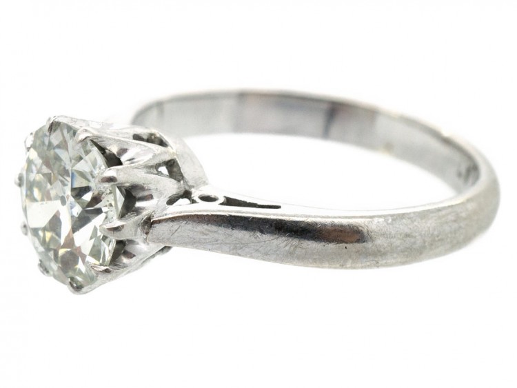 18ct White Gold & Platinum One Carat Diamond Solitaire Ring