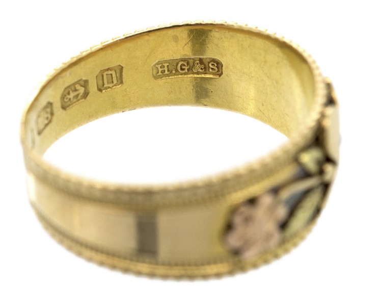 Victorian Three Colour 18ct Gold & Diamond Flower Ring