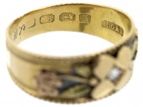 Victorian Three Colour 18ct Gold & Diamond Flower Ring