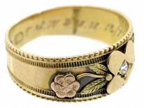 Victorian Three Colour 18ct Gold & Diamond Flower Ring