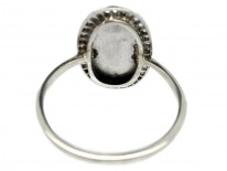 Edwardian Diamond & 18ct White Gold Rock Crystal Cupid with Bow Ring