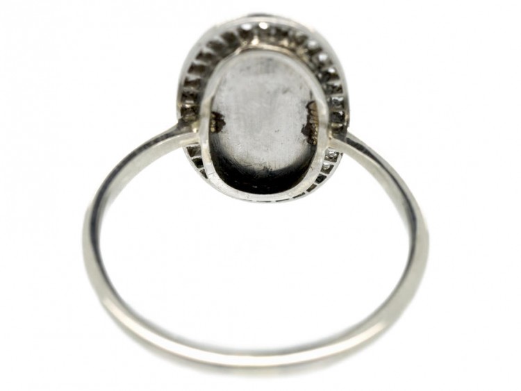 Edwardian Diamond & 18ct White Gold Rock Crystal Cupid with Bow Ring