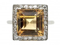 Art Deco Square Topaz & Diamond Ring