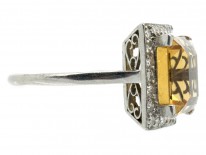 Art Deco Square Topaz & Diamond Ring