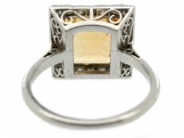 Art Deco Square Topaz & Diamond Ring