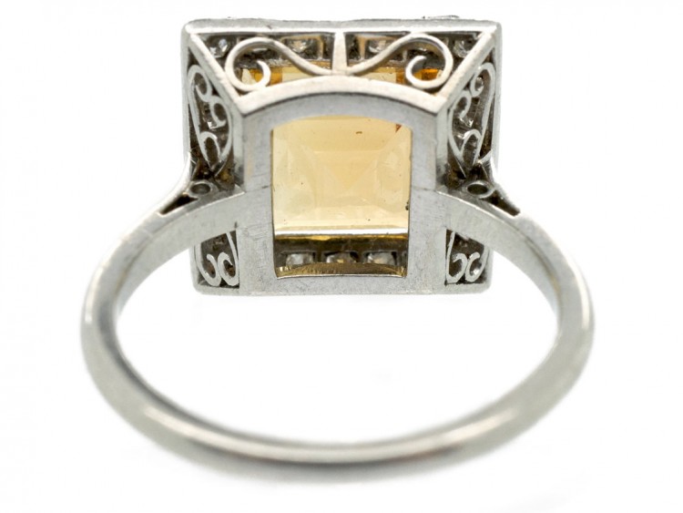 Art Deco Square Topaz & Diamond Ring