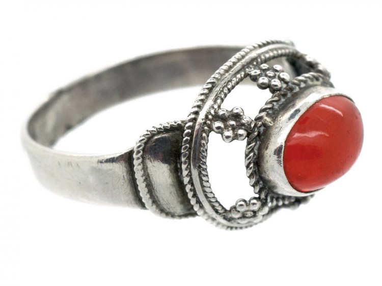 Arts & Crafts Silver & Fire Opal Ring