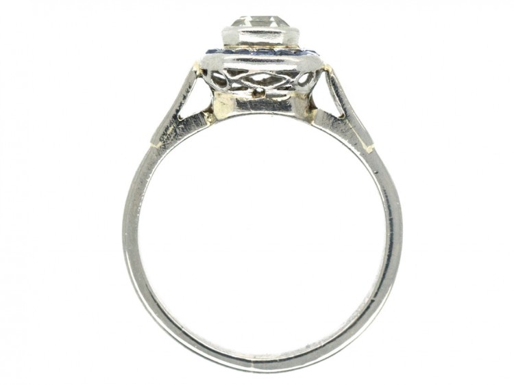 Art Deco 18ct White Gold Sapphire & Diamond Ring