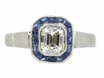 Art Deco 18ct White Gold Sapphire & Diamond Ring