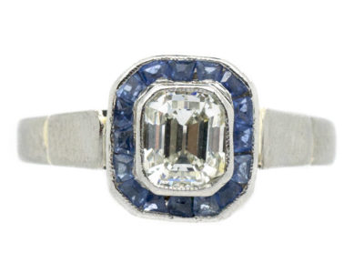 Art Deco 18ct White Gold Sapphire & Diamond Ring