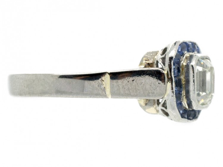 Art Deco 18ct White Gold Sapphire & Diamond Ring