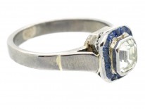Art Deco 18ct White Gold Sapphire & Diamond Ring