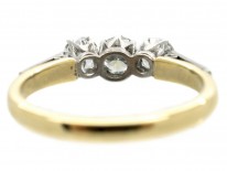 18ct Gold & Platinum Diamond Three Stone Ring with Diamond Set Shoulders
