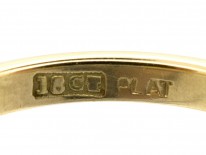 18ct Gold & Platinum Diamond Three Stone Ring with Diamond Set Shoulders