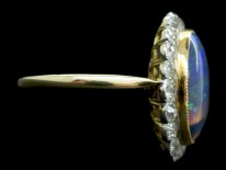 Edwardian 18ct & Platinum Black Opal & Diamond Ring