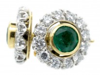Emerald & Diamond Cluster Earrings