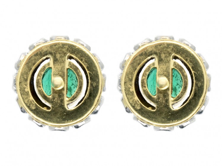 Emerald & Diamond Cluster Earrings
