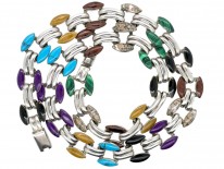 Mexican Silver & Coloured Stones Necklace