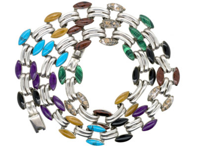 Mexican Silver & Coloured Stones Necklace