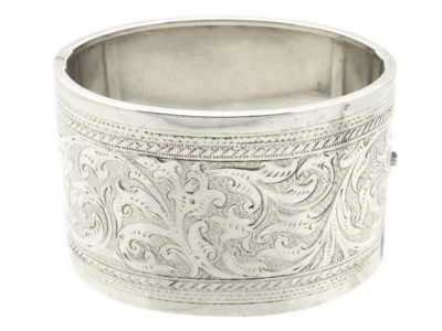 Victorian Wide Engraved Silver Bangle