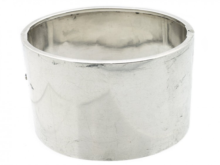 Victorian Wide Engraved Silver Bangle