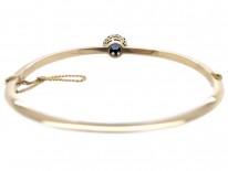 Edwardian Diamond & Sapphire Cluster 15ct Gold Bangle