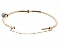 Edwardian Diamond & Sapphire Cluster 15ct Gold Bangle