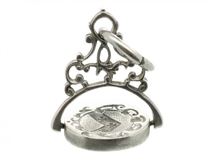 Georgian Silver Swivel Seal with Engraved Crests