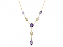 9ct Gold Amethyst & Caged Pearl Necklace