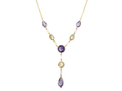 9ct Gold Amethyst & Caged Pearl Necklace