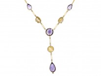 9ct Gold Amethyst & Caged Pearl Necklace