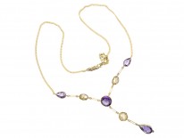 9ct Gold Amethyst & Caged Pearl Necklace