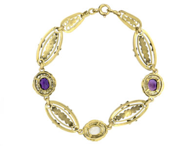French 18ct Gold Amethyst & Moonstone Belle Epoque Bracelet