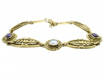 French 18ct Gold Amethyst & Moonstone Belle Epoque Bracelet