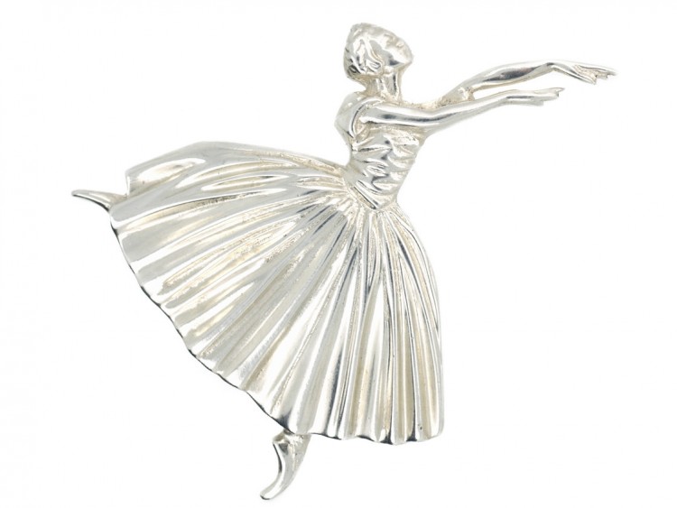 1950s Silver Ballerina Brooch