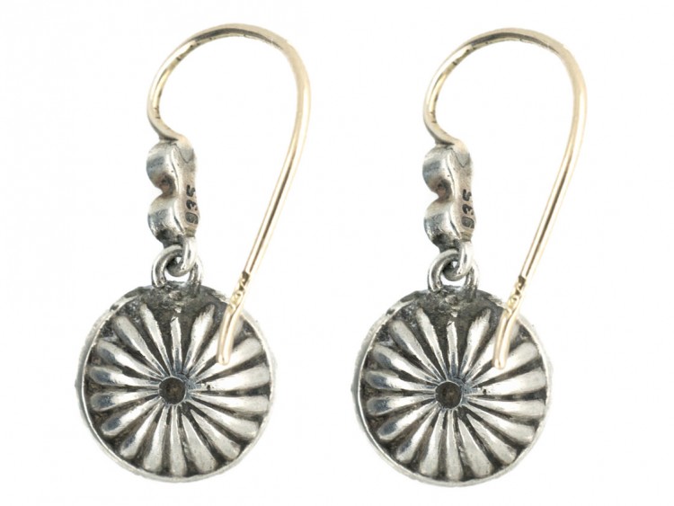 Edwardian Silver & Gold Paste Cluster Drop Earrings