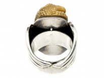 Mexican Silver & Agate Mask & Eagle Ring