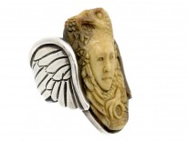 Mexican Silver & Agate Mask & Eagle Ring
