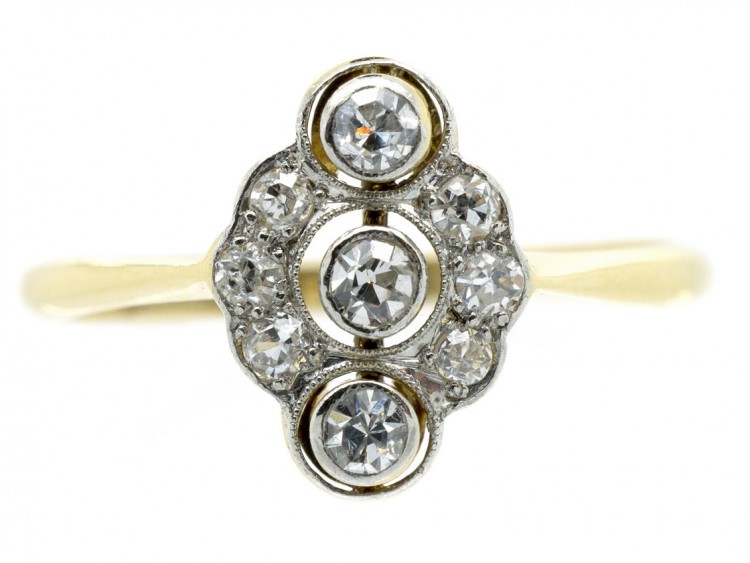 Art Deco Oval Diamond Cluster Ring