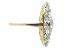 Art Deco 14ct Gold Oval Starburst Design Diamond Ring